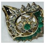 14KT GOLD EMERALD & DIAMOND RING 7.00GRS