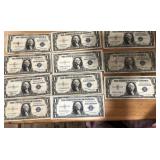 11 ONE DOLLAR NOTES