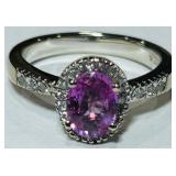 14KT GOLD PINK SAPPHIRE & DIAMOND RING 5.90GRS