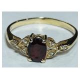 10KT GOLD GEMSTONE & DIAMOND RING 1.90GRS