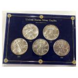 5   US SILVER EAGLES 1 OZ EACH