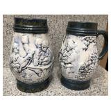 Q - PAIR OF VINTAGE CERAMIC BEER STEINS (K61)