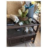 R - TOMMY BAHAMA-STYLE RATTAN CABINET W/ CONTENTS