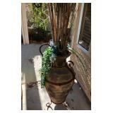 R - URN-STYLE PLANTER WITH STAND & FAUX VINES