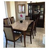 Q - DINING TABLE & SIX CHAIRS, CHINA HUTCH (K52)