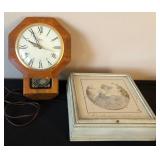 Q - WALL CLOCK & VINTAGE JEWELRY BOX (M11)