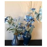 Q - TWO DECOR VASES WITH FAUX FLOWERS (M10)
