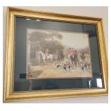 W - ENGLISH FOX HUNT FRAMED ART 26X32'