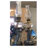 W - TWO ANTIQUE FIGURAL OIL LAMPS (L91)