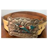 W - LEATHER BELT WITH SILVER BUCKLE (L129)