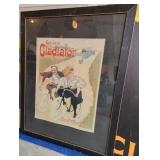 W - VINTAGE CYCLES GLADIATOR AD POSTER FRAMED