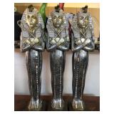 W - THREE EMBELLISHED TUTANKHAMUN FIGURES 20'T