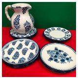 43 - BLUE WHITE CERAMIC TABLEWARE SET (K270)