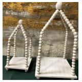 43 - BEADED WOOD DISPLAY STANDS