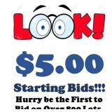 LOOK!!! $5.00 STARING BIDS - OVER 1100 LOTS!!