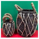 43 - WOVEN NESTED DECORATIVE WICKER BASKETS (K285)