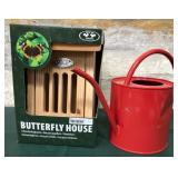 43 - BUTTERFLY HOUSE WATERING CAN SET (A18)