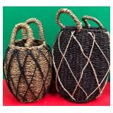 43 - HANDWOVEN TWO-TONE DECORATIVE BASKETS