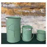 43 - GREEN METAL PLANTER BUCKETS (A61)
