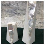 43 - MARBLE SHELL INLAY VASE SET (A84)