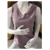 8 - COCO+CARMEN MAUVE V-NECK SLEEVELESS BODYSUIT