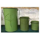 43 - GREEN METAL PLANTER SET (A53)
