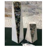 43 - MARBLE SHELL INLAY VASE SET (A85)