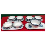 43 - BLUE FLORAL BOWL PLATTER SET (K214)