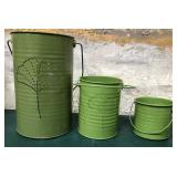 43 - GREEN METAL PLANTER SET (A56)