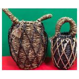 43 - TEXTURED DUAL-TONE WOVEN SEAGRASS VASES
