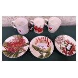43 - FLORAL MUGS AND PLATES SET (H19)