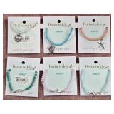 8 - PERIWINKLE BEADED ANKLETS SET