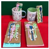43 - TENNIS THEMED MUGS STIRRERS ICE MOLDS (K282)