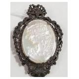 700 - ANTIQUE MOTHER OF PEARL & MARCACITE BROOCH