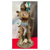 N - NATIVE AMERICAN WARRIOR STATUETTE 24'T (A68)