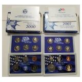 700 - 2000 & 2007 US MINT PROOF COIN SETS (E171)