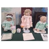 439 - LOT OF THREE COLLECTIBLE DOLLS WITH COAS