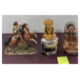 N - THREE NATIVE AMERICAN THEMED FIGURINES (B58)