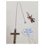 700 - STERLING SILVER CRUCIFIX, GECKO PIN (E58)