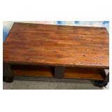 13 - 2-TIER SOLID WOOD COFFEE TABLE