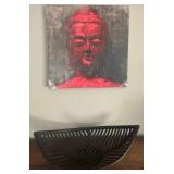 F - BUDDHA  ARTWORK 24' & LEAF SHAPED DECOR BASKET