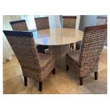 F - CONTEMPORARY ROUND DINING TABLE WITH CHAIRS