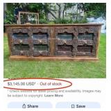F - VINTAGE INDIAN DOWRY CHEST / SIDEBOARD (D11)