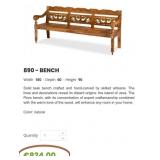 F - VINTAGE CARVED WOOD BENCH WITH CUSHION (K21)