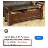 T - CEDAR-LINED BLANKET CHEST/ BENCH WITH CONTENTS