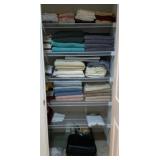 T - MIXED LOT OF BATH LINENS, DUSTERS, MORE