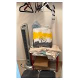 T - TOWER FAN, RACK WITH CONTENTS, HANGERS (B24)