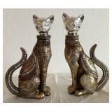 T - TWO EMBELLISHED CAT DECANTERS (L14)
