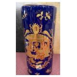 440 - ROYAL BLUE & GOLD VASE 12'T (C116)