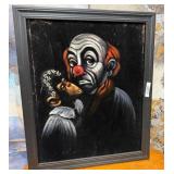 440 - CLOWN & CHIMPANZEE ART FRAMED 36X30'